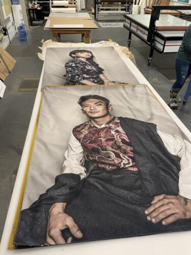 Fine art photographic portraits printed on banner material for museum exhibit