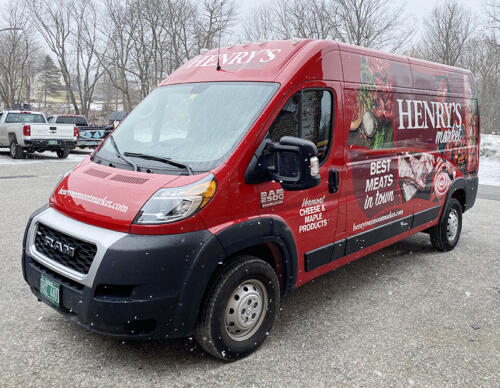 Henry's Market delivery van with custom vinyl graphics