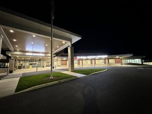 Front lit lettering for hospital main entrance and emergency department