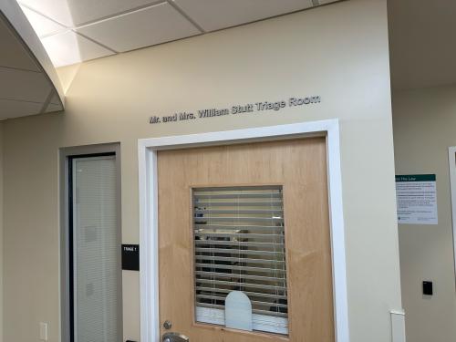 Signage in dedication to hospital donors