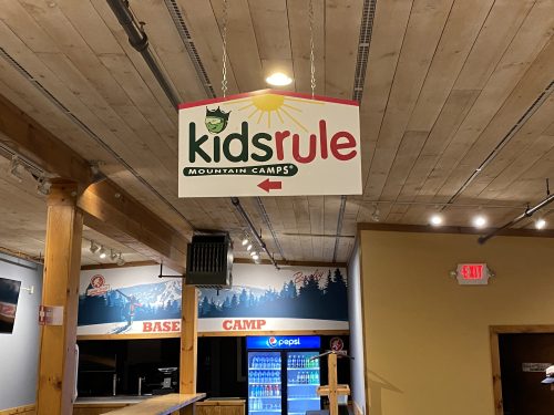 Hanging wayfinding sign